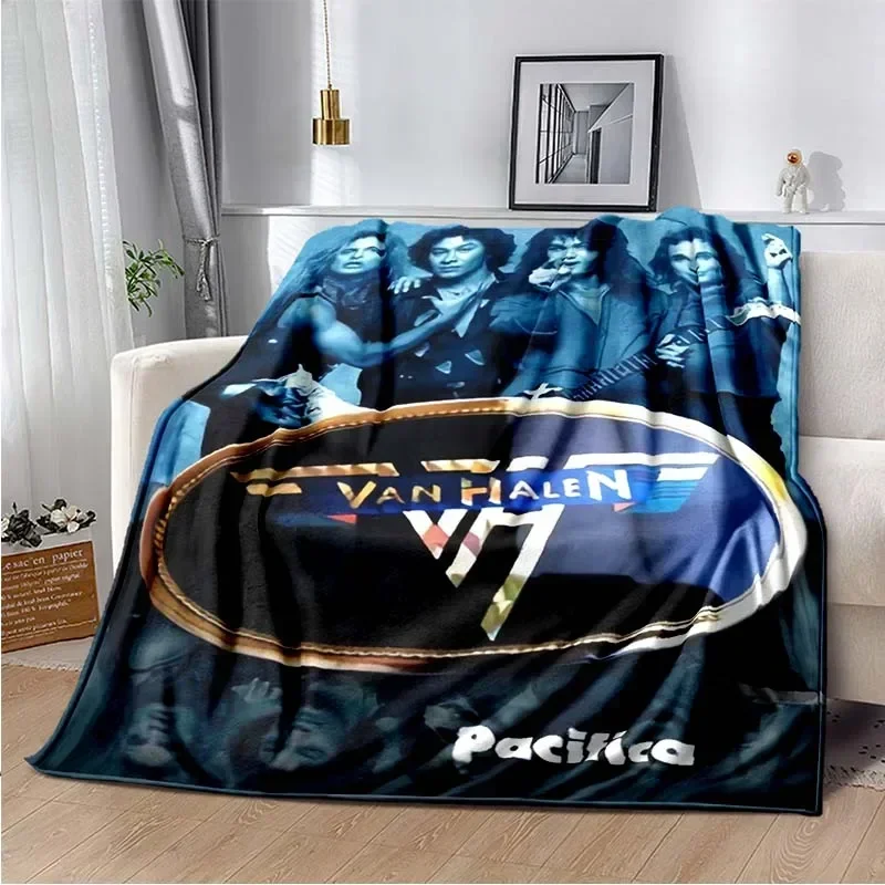 Van Halen Logo Flannel Blanket Bed Cartoon Throw Soft Cartoon Printed Bedspread Sofa Picnic Blanket