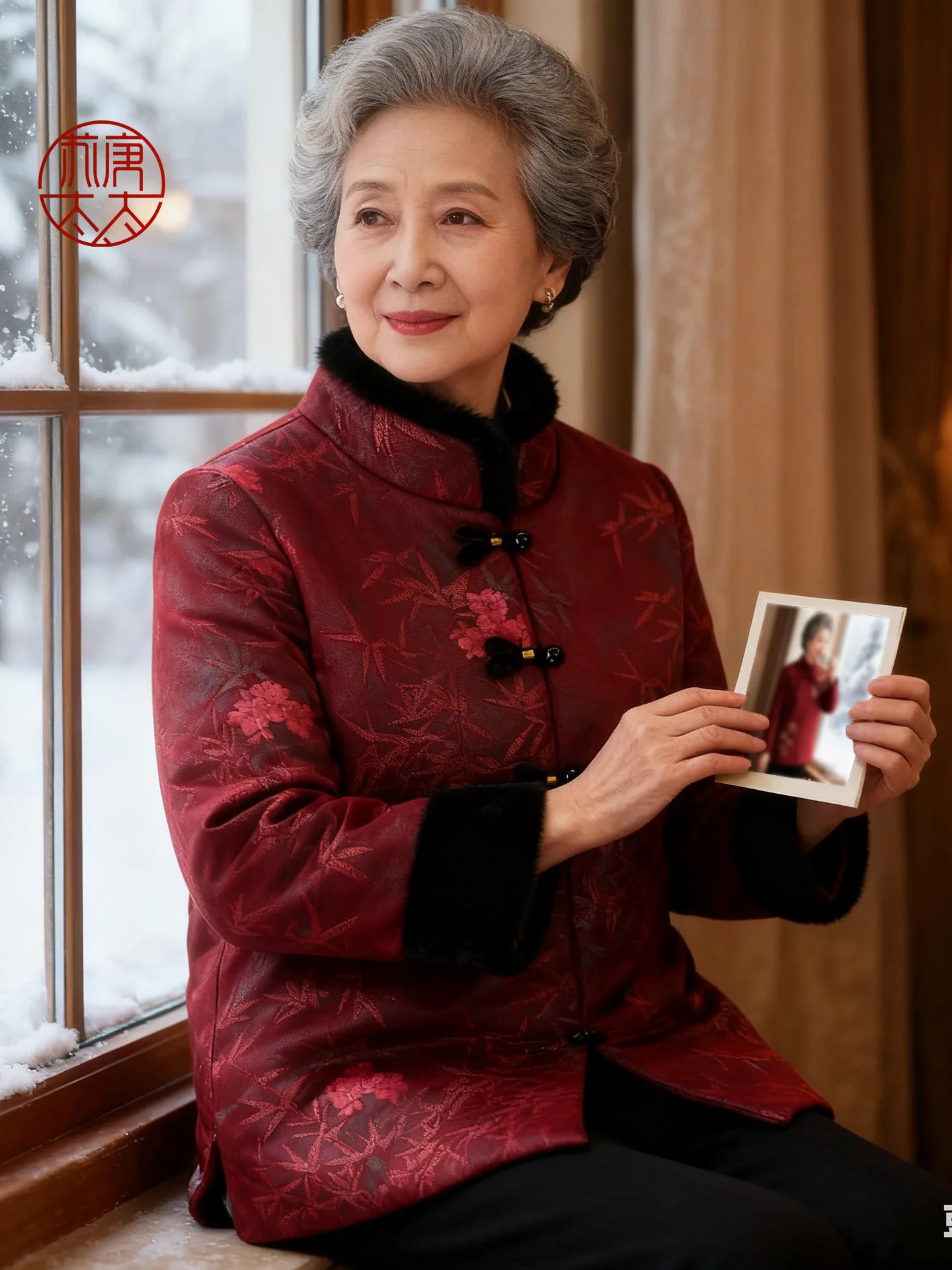 

Warm Fce Lined Cotton Jaet for ly Women Faionable Winter Outerwear Luy Year Mom's Clothing andmother's Coat