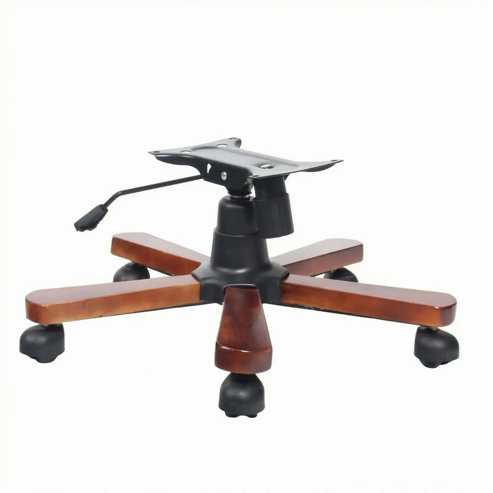 Chair Base Assembly with Wood Finish Star Frame and 360 Degree Swivel for Desk Seating
