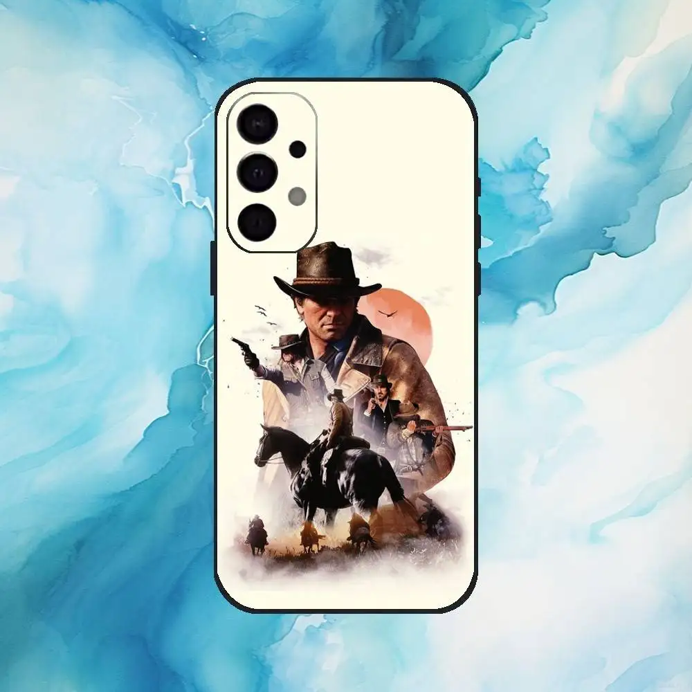 حافظة هاتف Red Dead R-Redemption 2 لهاتف سامسونج S25، S24، S21، S22، S23، S30، Ultra، S20، Plus، Fe، Lite، Note، 10,9,5G غطاء أسود