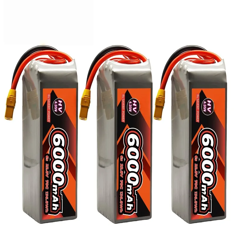 6500mAh 22.2V 60C High-discharge Li-Po Polymer High-discharge Drone FPV Model Aircraft HV Drone Duct Racing Rechargeable Battery