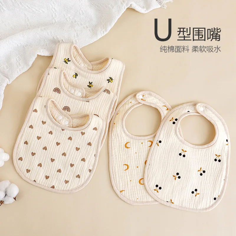 

Cartoon U-shaped 6-Layer Cotton Gauze Baby Bibs Soft Drool Cloths for Newborns Boys Girls Feeding Accessories Burp Cloths