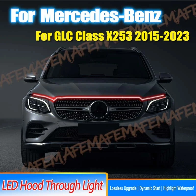 For Mercedes Benz GLC Class X253 Car Hood Daytime Running LightStrip Start Scan Car Decorative Atmosphere Lamps DRLWaterproof