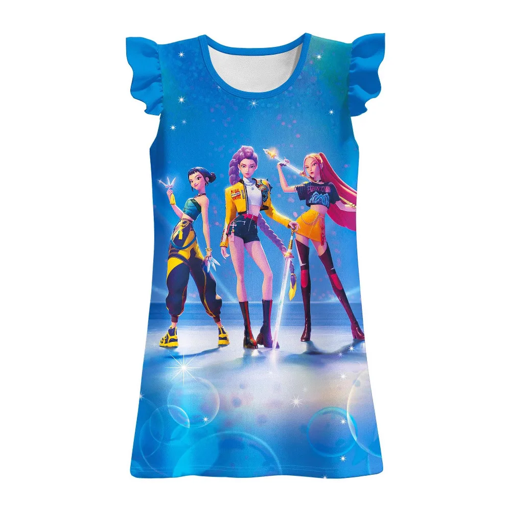 فساتين جديدة لعام 2025 من KPop شيطان الصيادين للفتيات ملابس كرتونية فساتين للفتيات الصغيرات لحفلات الزفاف والأميرة فيستدوس أفضل هدية