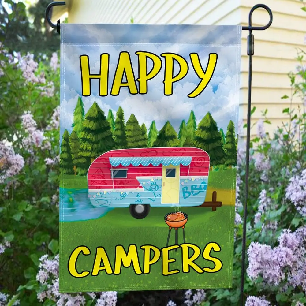 Anley Garden Flag Happy Campers - Decorative Summer Vacation Garden Flags - Double Sided & Weather Resistant & Doubl llp