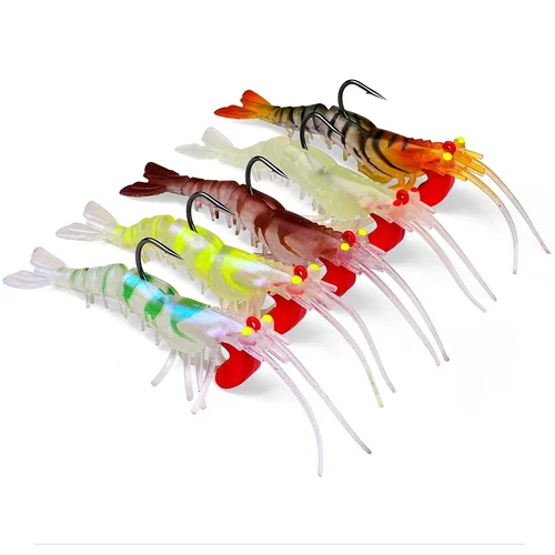 Imagen 1 del producto Cebos de silicona para camarones, ojos luminosos, 6g, 13g, 19g, señuelo de pesca de gambas suave biónico, cabeza de plantilla, Swimbait que se hunde, anzuelo de Jigging Wobbler, 1 ud.