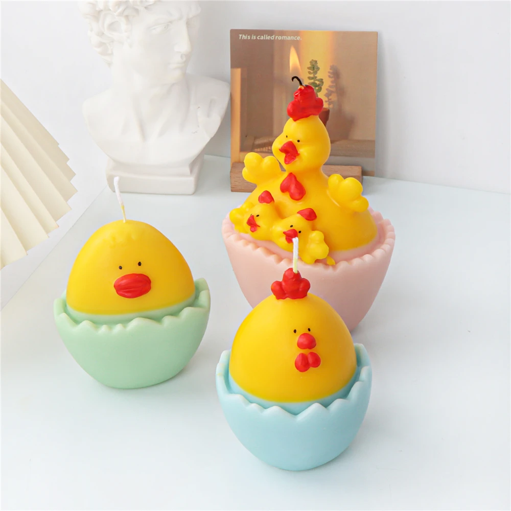 Lovely Chicken Baby Egg Silicone Candle Mold Scented Plaster Resin Thanksgiving Handmade Easter Egg Bunny Home Deco Gift