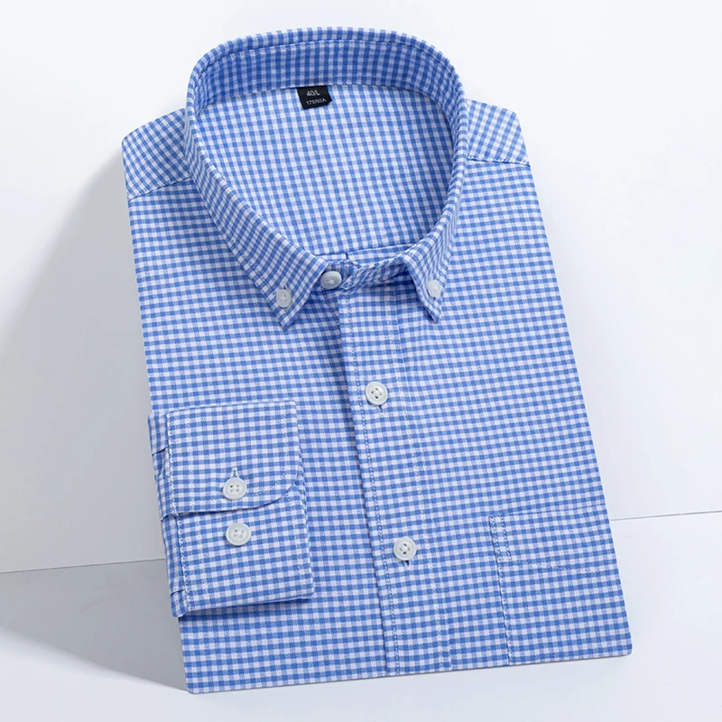 

Новые оксфордские мужские полосатые рубашки в клетку из 100% хлопка с длинным рукавом, мужская деловая повседневная рубашка высокого качества, официальная рубашка для мужчин, социальная рубашка