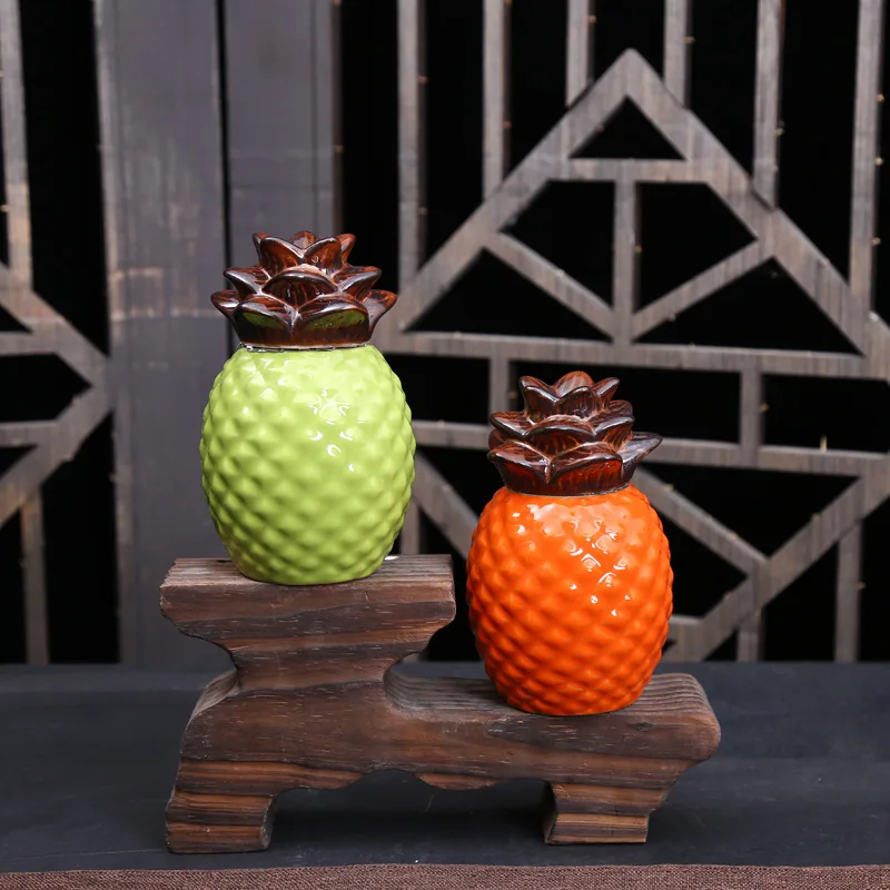 

Creative Pineapple Storage Jar Ceramic Tea Sealed Jar Household Fruit with Lid Seasoning Jar Nut Coffee Bean Storage Container