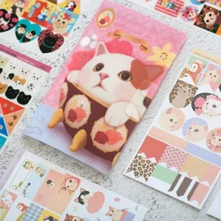 Kawaii Korean Diary Stickers, Diary Companion Cute Cat Storage Book Set Stickers School Supplies