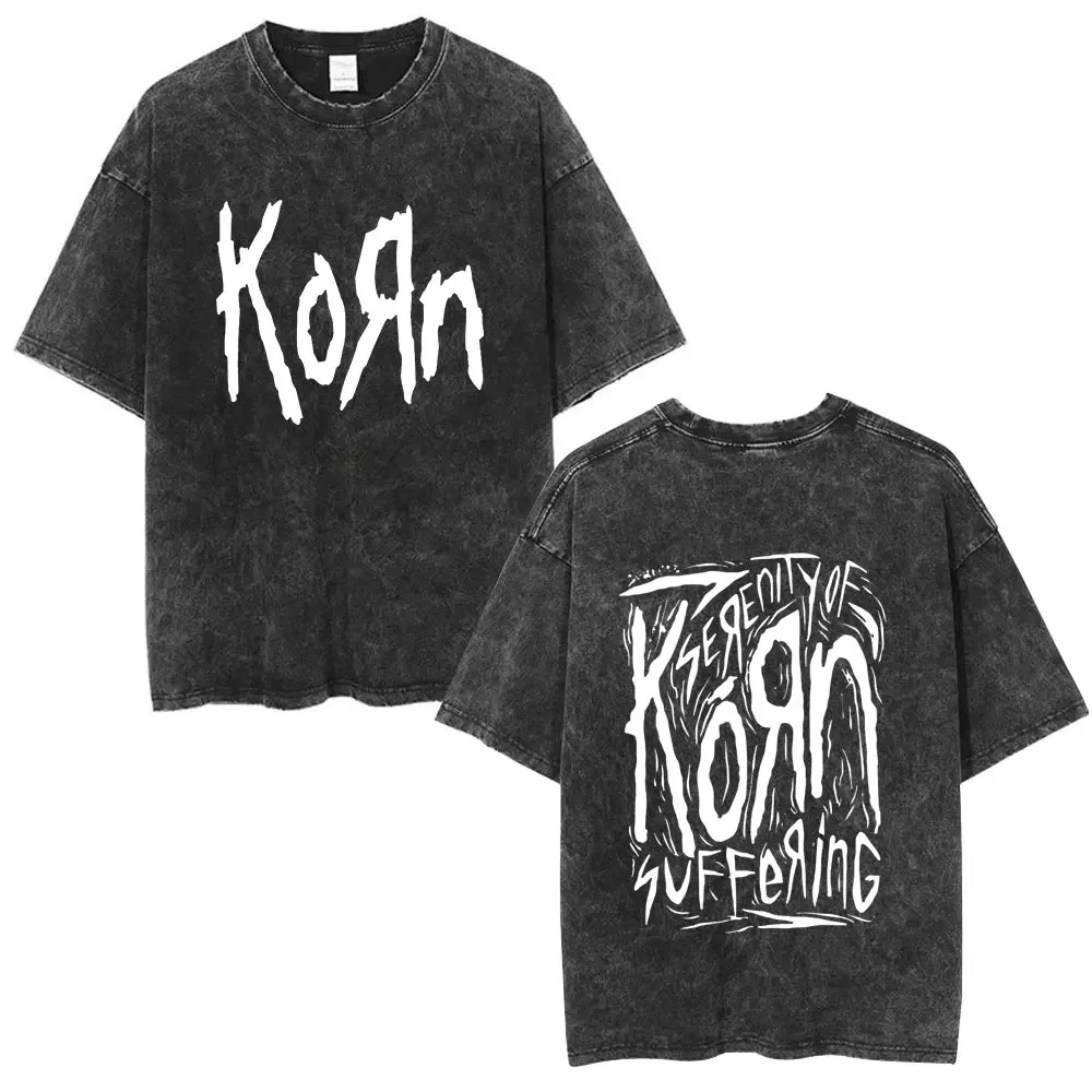 Korn Tour 2025 Washed T Shirt Men Women Vintage Metal Gothic Rock