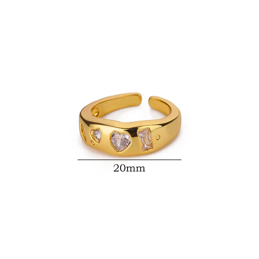 Stainless Steel Heart Zircon Rings for Women Gold Color Wedding Couple Ring Aesthetic Jewelry Accessories Gift anillos mujer