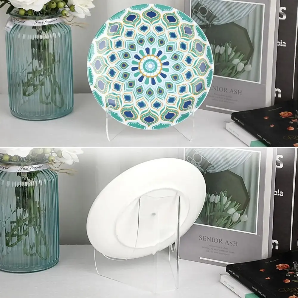 Shallow Support Ledges Acrylic Flat Plate Stand Clear Back Display Easel Stand Multipurpose 60-Degree Angle Book Stand Artworks