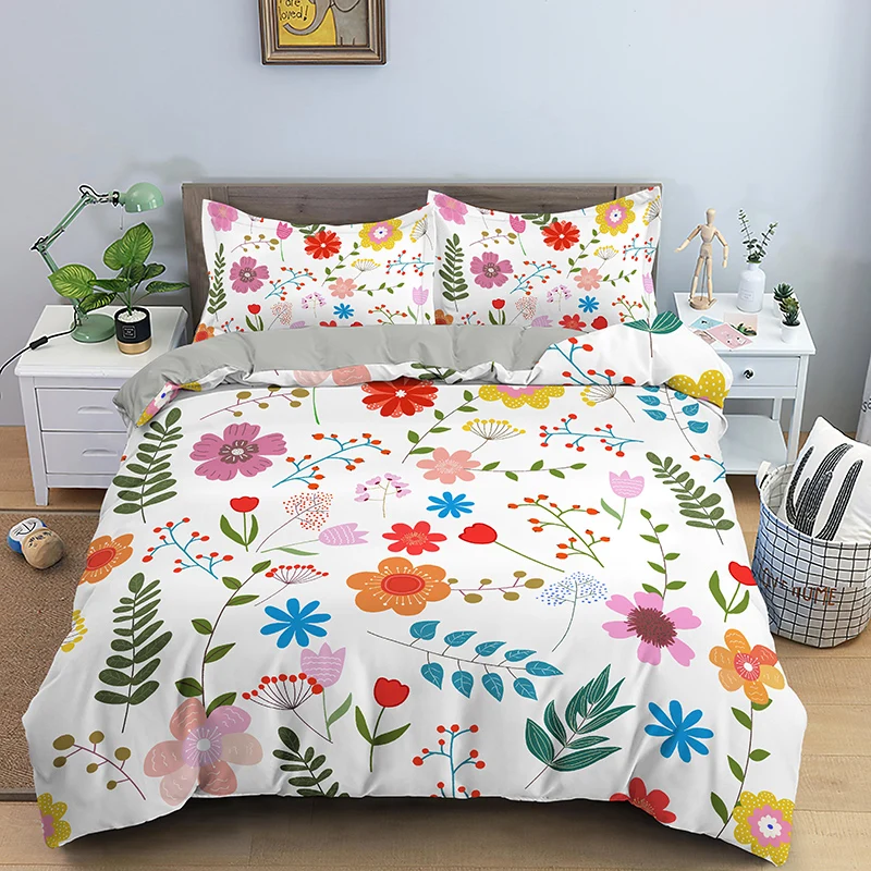 

High Quality Bedding Set 3d Flowers Printing Quilt Cover Bedding Fashion Queen King Size Comforter Cover Duvet set Pillowcase