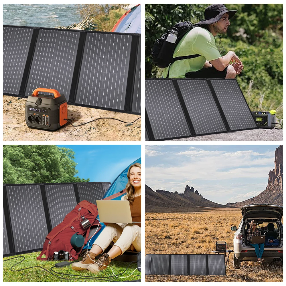 Multifunctional large 150W four-fold solar panel for outdoor home use