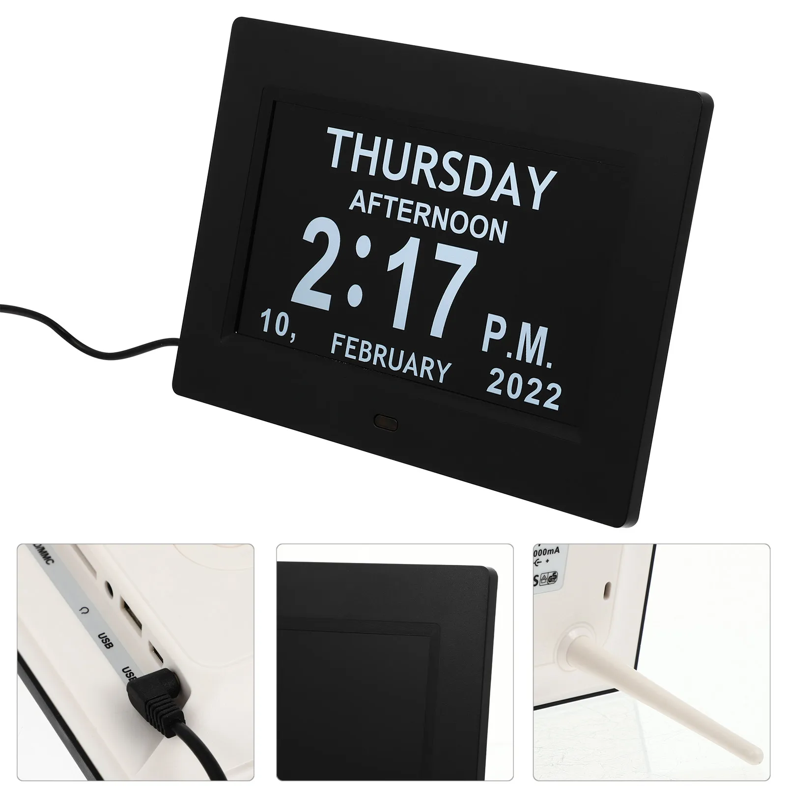 

LED Digital Clock Calendar 7 Inch Large Date Time Display Day Week Month Year Elderly Home Office Wall Hanging Alarm Clock Us