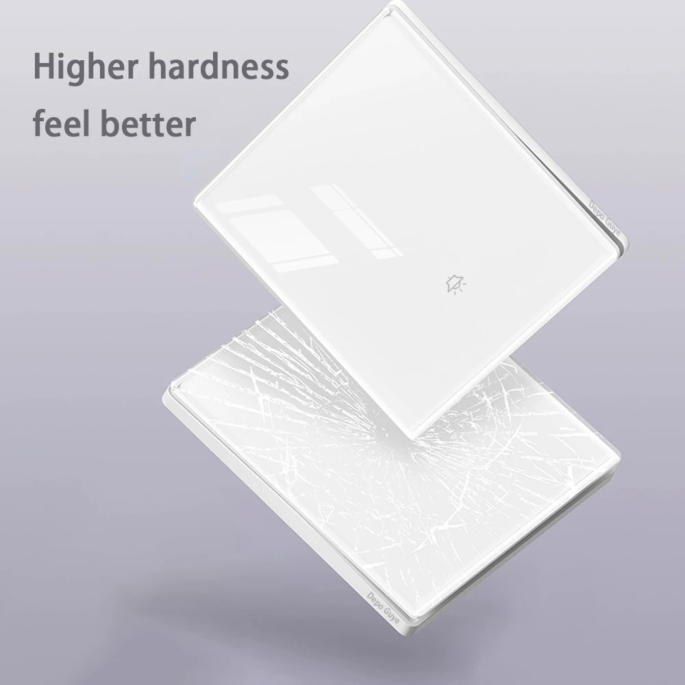 Weißes Glas Wandknopf Schalttafel EU UK Standard 16a Steckdose Großes Panel Wandlichtschalter USB Typ C Steckdose Netz TV Tel Steckdose