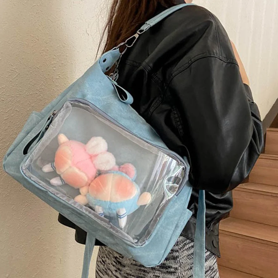 

Y2k Harajuku Shoulder Bag Women Korean Transparent Ita Bag School Crossbody Bag Female Japanese Design Preppy Handbag Pain Bags
