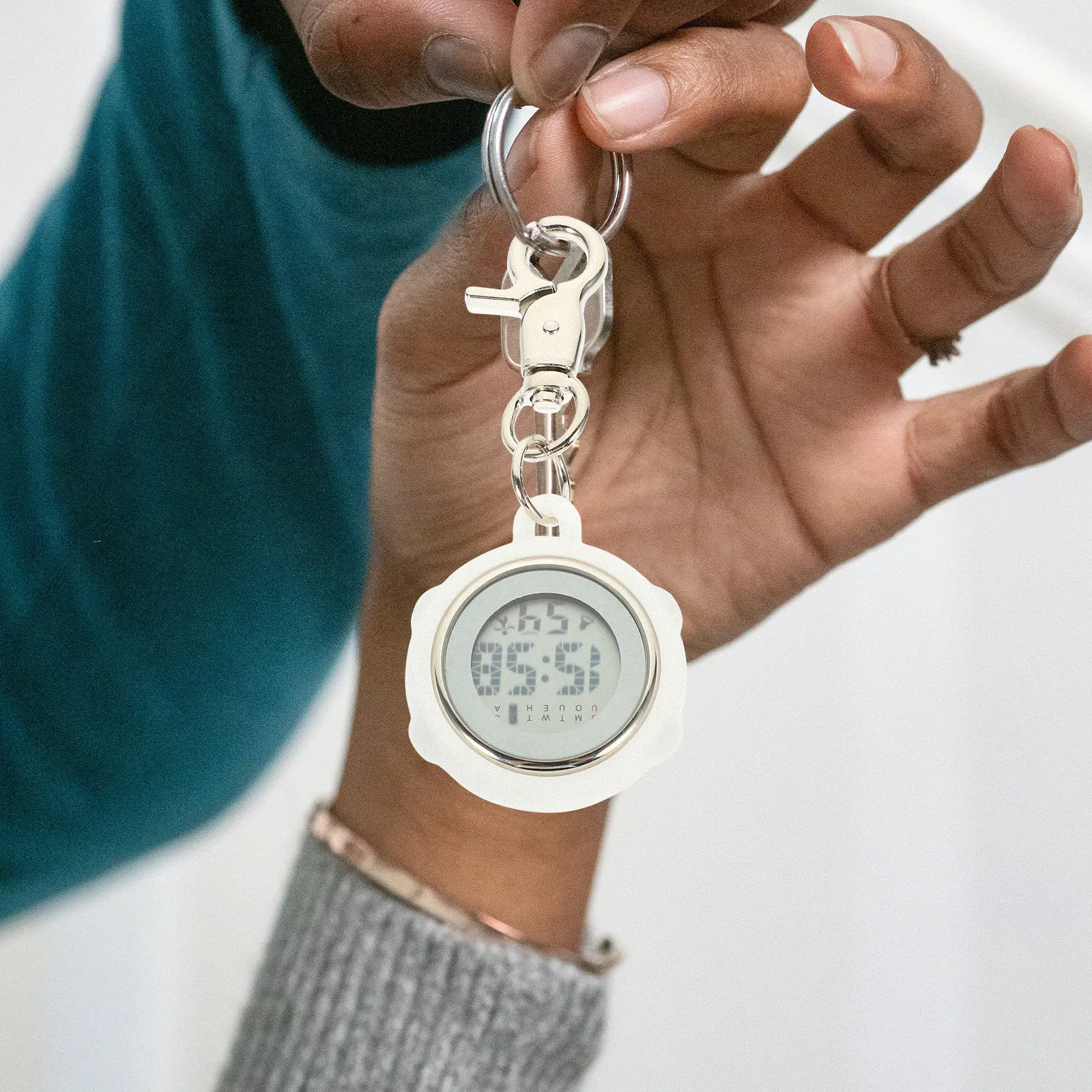 Pocket Watch Digital Buckle Design Nurse Watch Hanging Keychain Clip-on Precision Timing Lightweight Stopwatch