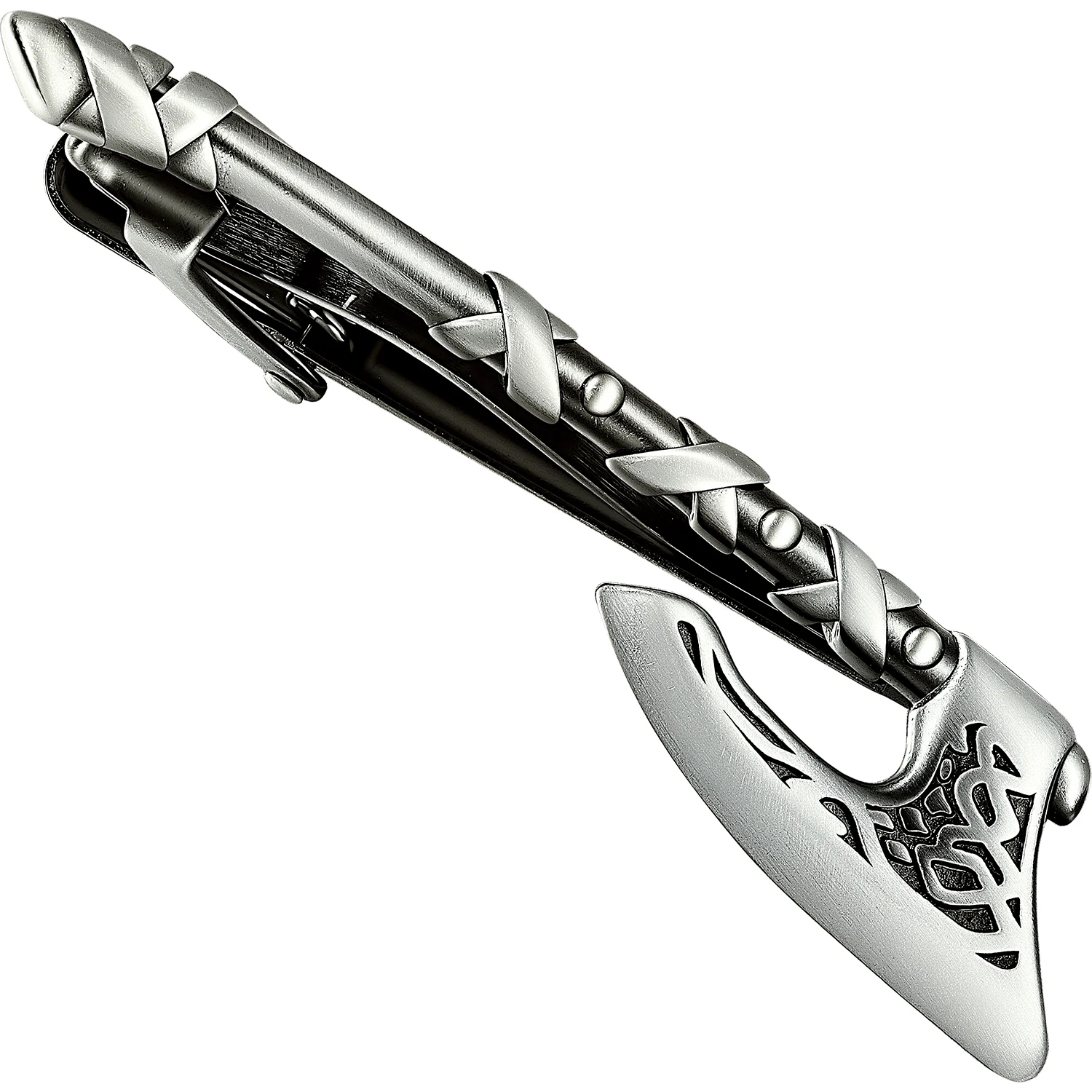 Hawson Viking Axe Shaped Tie Clip with Celtic Knot Design Antique Silver Tone Norse Mythology Men's Formal Accessory