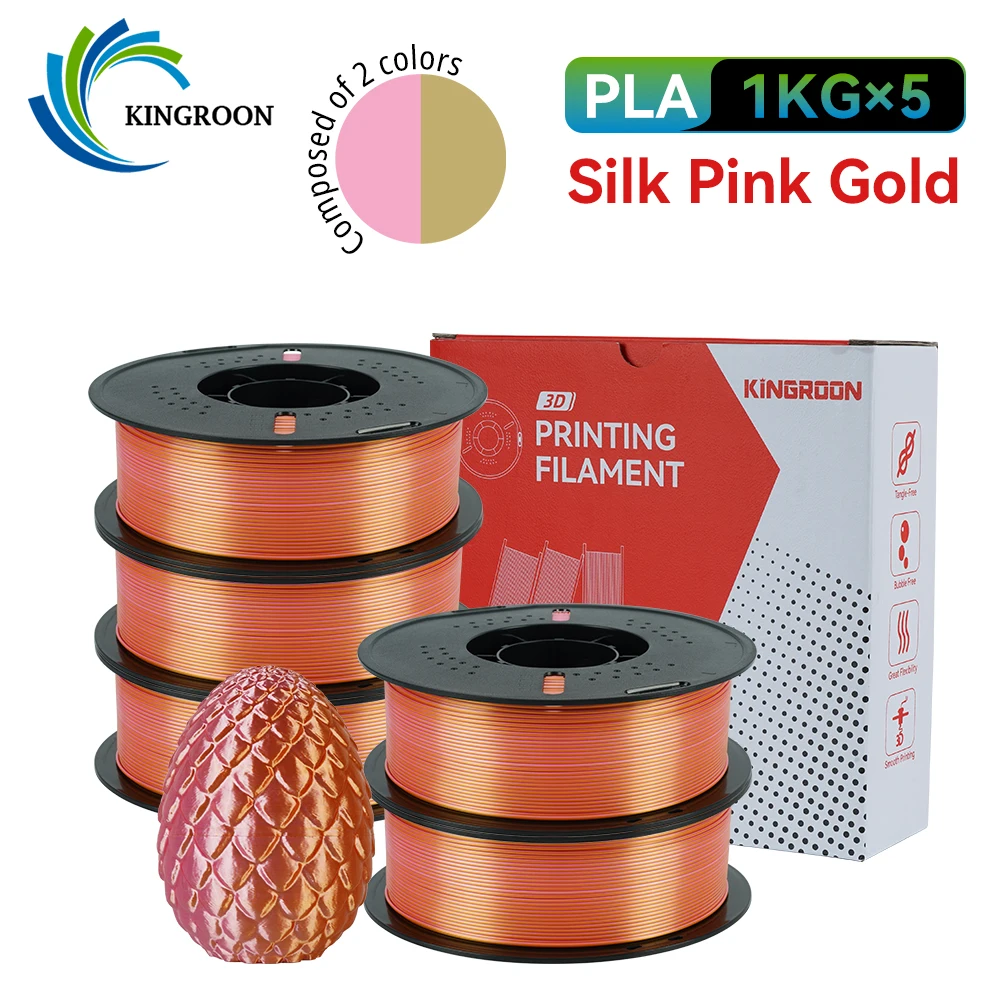 

KINGROON PLA Silk 3D Printer Filament 2 Colors 1KG/3KG/5KG Pack Size for 3D Printing