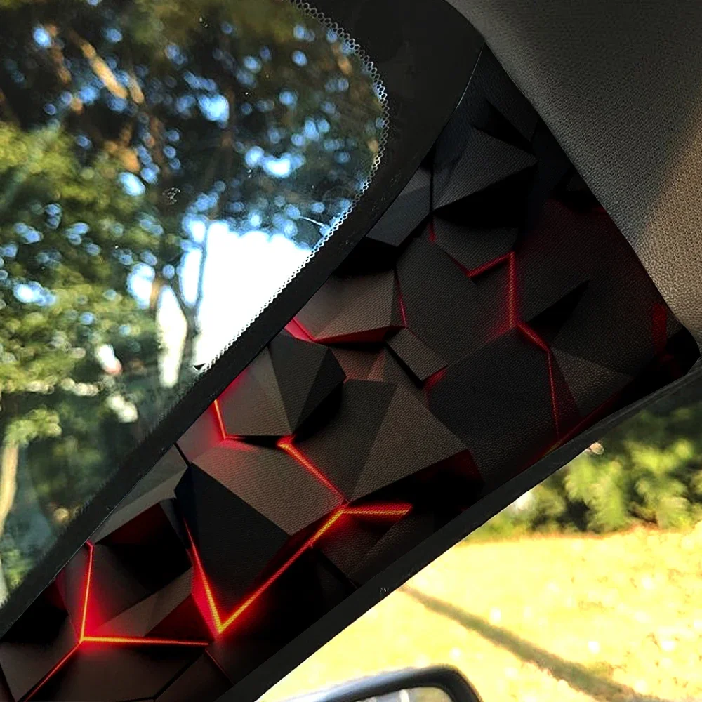 2 Stück Auto A-Säulen-Dekor-Aufkleber 3D Neonrot Geometrischer Vinyl-Aufkleber Universelle Auto-Innenausstattung DIY-Modifikationszubehör – Detail 4