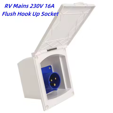 1PC RV 230V 16A Flush Hook Up Socket Black Caravan Motorhome Camper Rectangular High-Quality RV Socket Accessories White Black