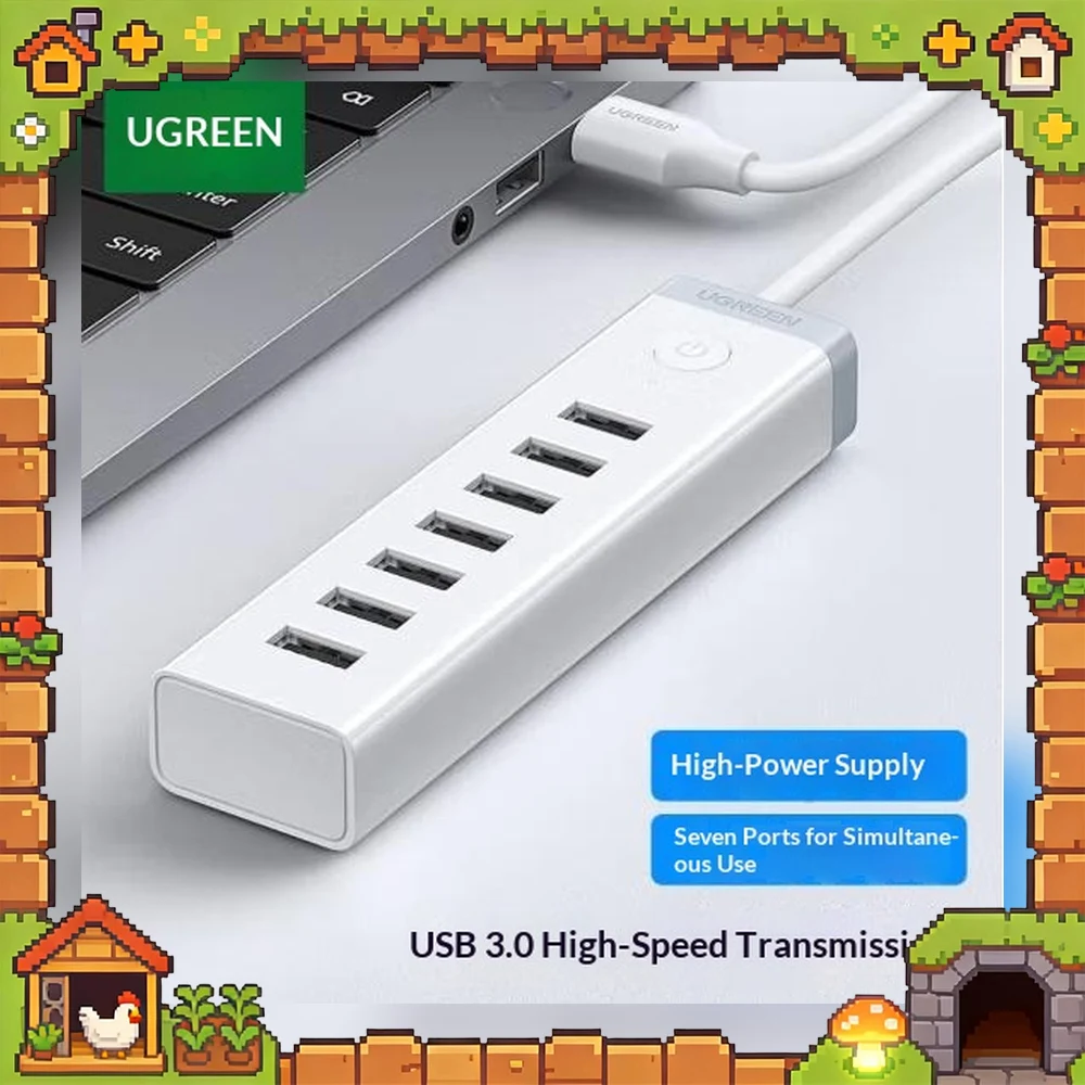 UGREEN 20481 CM420 USB 3.0 Hub 7 Port High Speed USB Splitter Extension Adapter for Laptop Desktop Computer