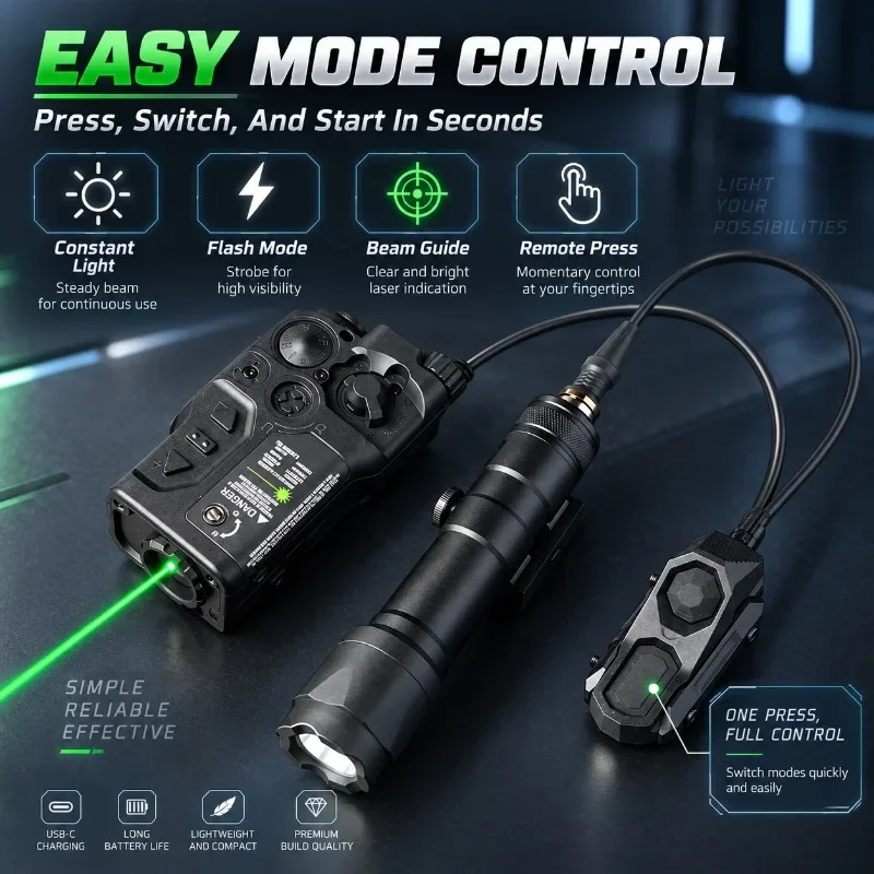Outdoor Night Use Green LED Light Module Built-in Switch High Brightness Focused Beam Adjustable Holder