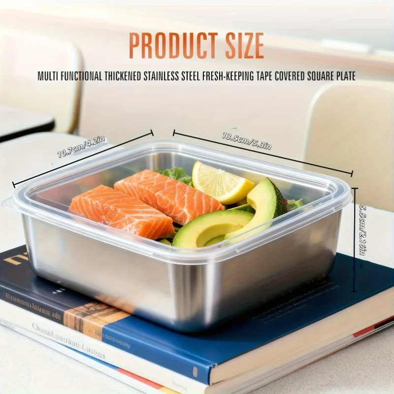 5pcs Stainless Steel Food Containers Set Leakproof Stackable Reusable for Camping Picnics School Lunch Bento Box Storage Kitchen