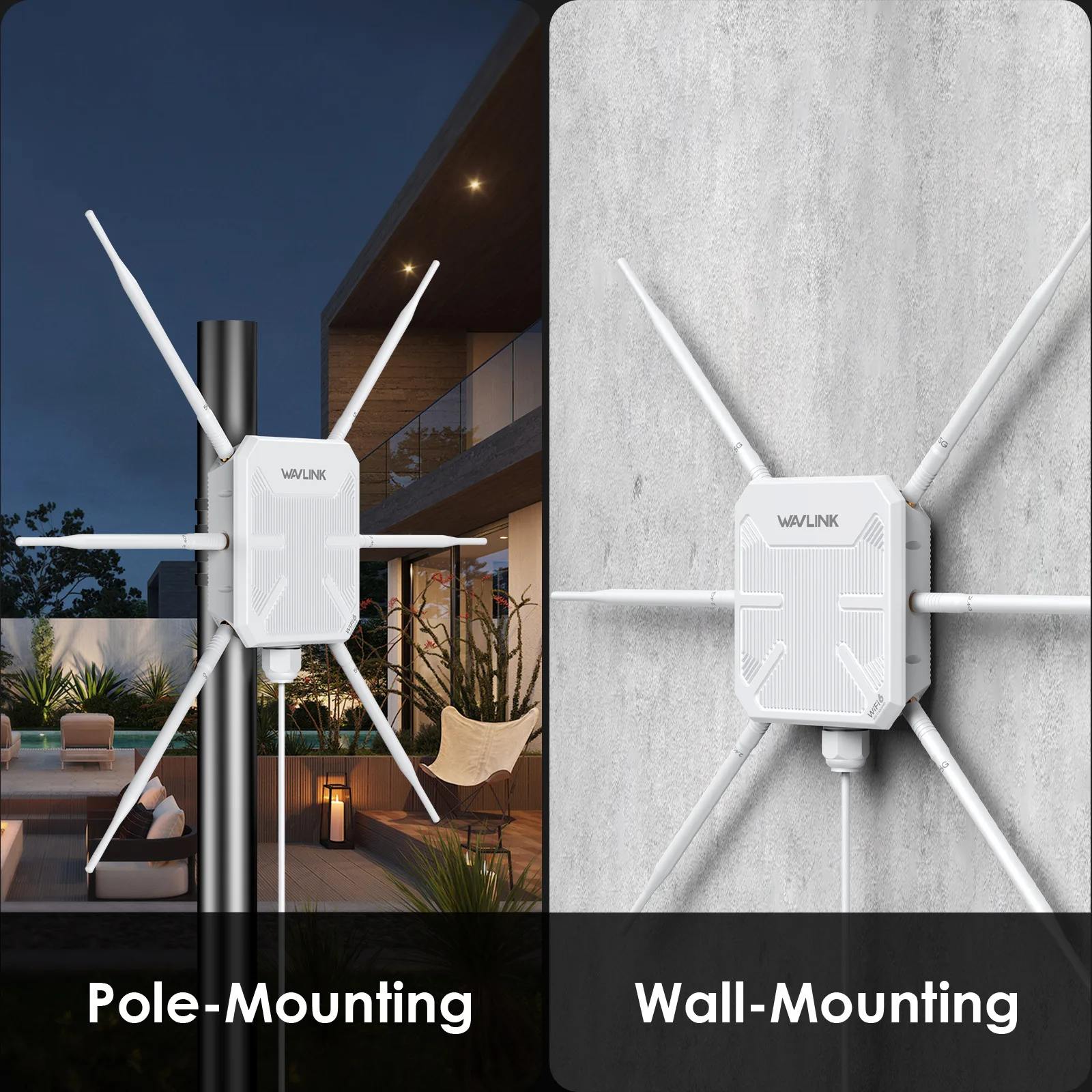 WAVLINK AX3000 Outdoor WiFi 6 Repeater,Long-Range WiFi Extender Point/Router Dual Band Waterproof WiFi Mesh Extender for Yard,RV