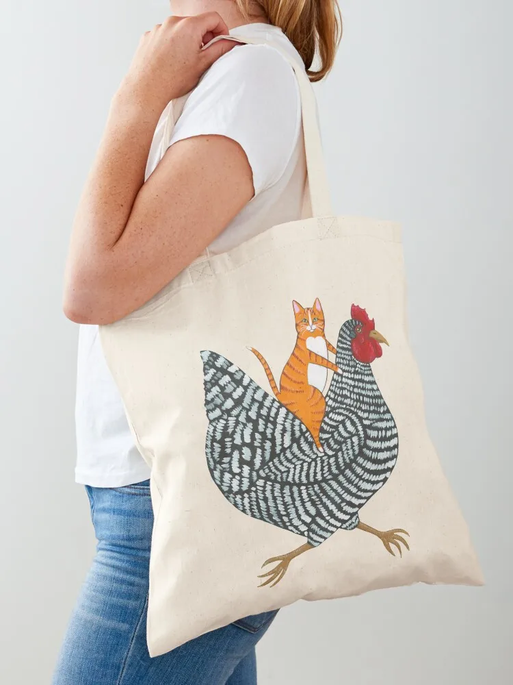 

Ginger Cat Chicken Ride Tote Bag Eco bag shoping bag ecological bags shopping trolley