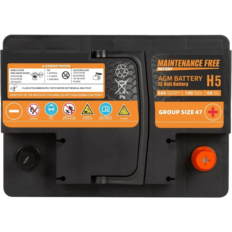 H5 Gruppengröße 47 Start und Stop AGM Kfz-Batterie 12 V 60 Ah 680 CCA 100 RC wiederaufladbare Autobatterie für Advanced Vehicle Ap