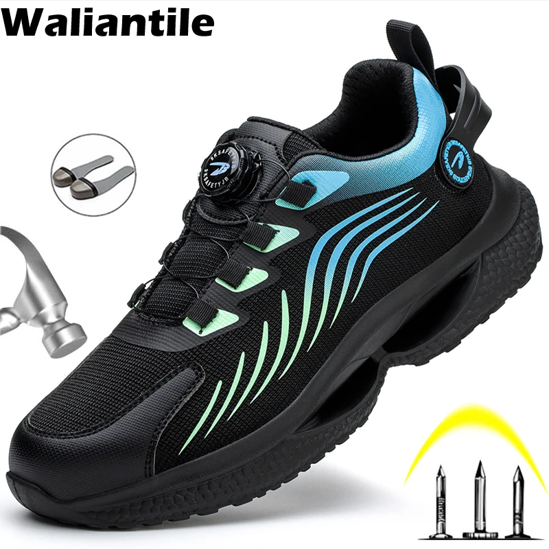 

Waliantile Lace Free Security Safety Work Shoes For Men Women Industry Working Boots Male Puncture Proof Indestructible Sneakers