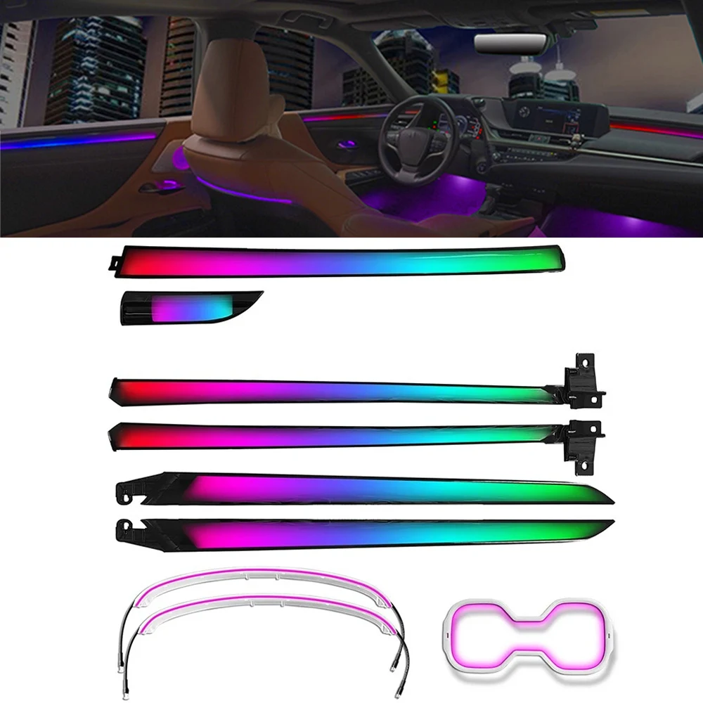 

Стайлинг автомобиля, отделка двери, окружающее освещение для Lexus Es 2018-2025, черная деревянная панель, 1:1, форма, автомобильные аксессуары, декоративная лампа