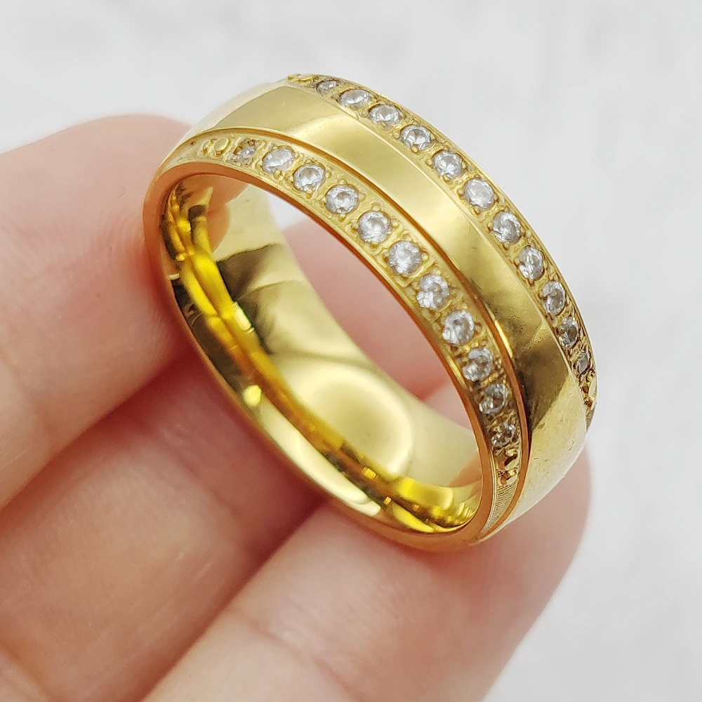 

2024 Luxury Jewellery Women Love Alliances Golden Wedding Engagement Bridal Rings Ladies Fashion Cubic Zirconia Ring