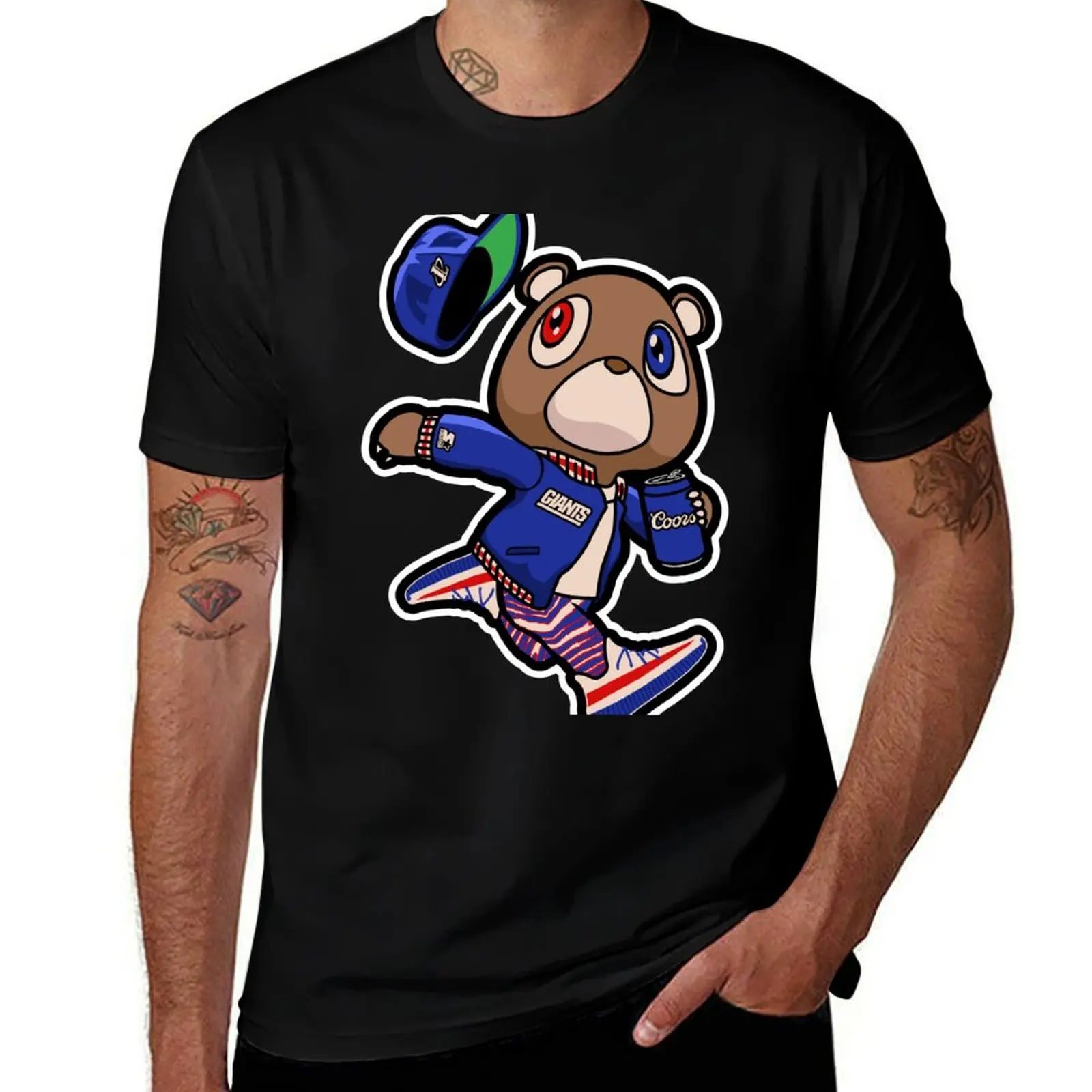 

Kanye West Dropout Bear New York Giants Vintage Graduation T-Shirt football t shirt Luxury man men t shirts high quality