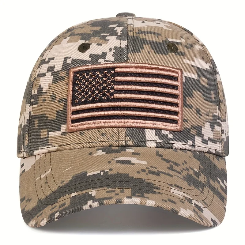 Unisex US Flag Embroidered Army Baseball Caps Spring and Autumn Outdoor Adjustable Casual Hats Sunscreen Hat