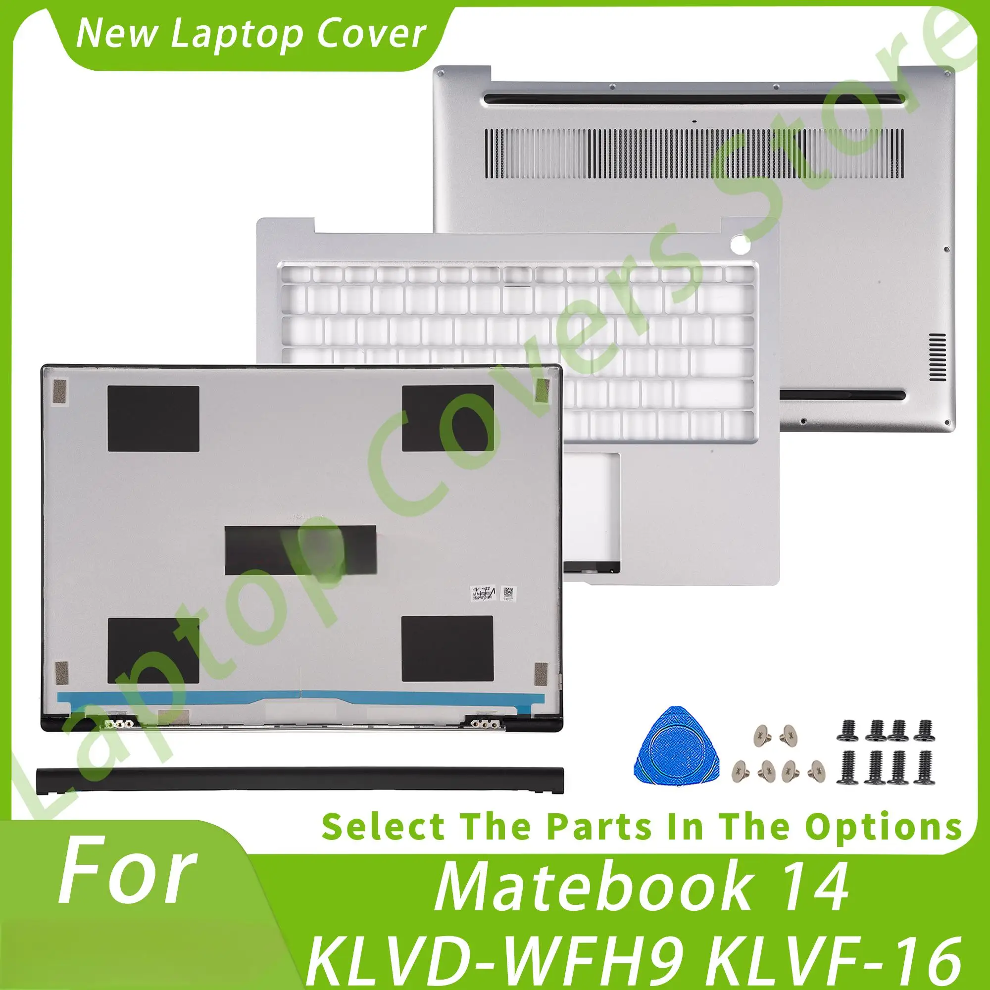 PC Parts For Matebook 14 KLVD-WFH9 2021 KLVF-16 2022 Notebook LCD Back Cover Front Bezel Palmrest Bottom Replace Silver