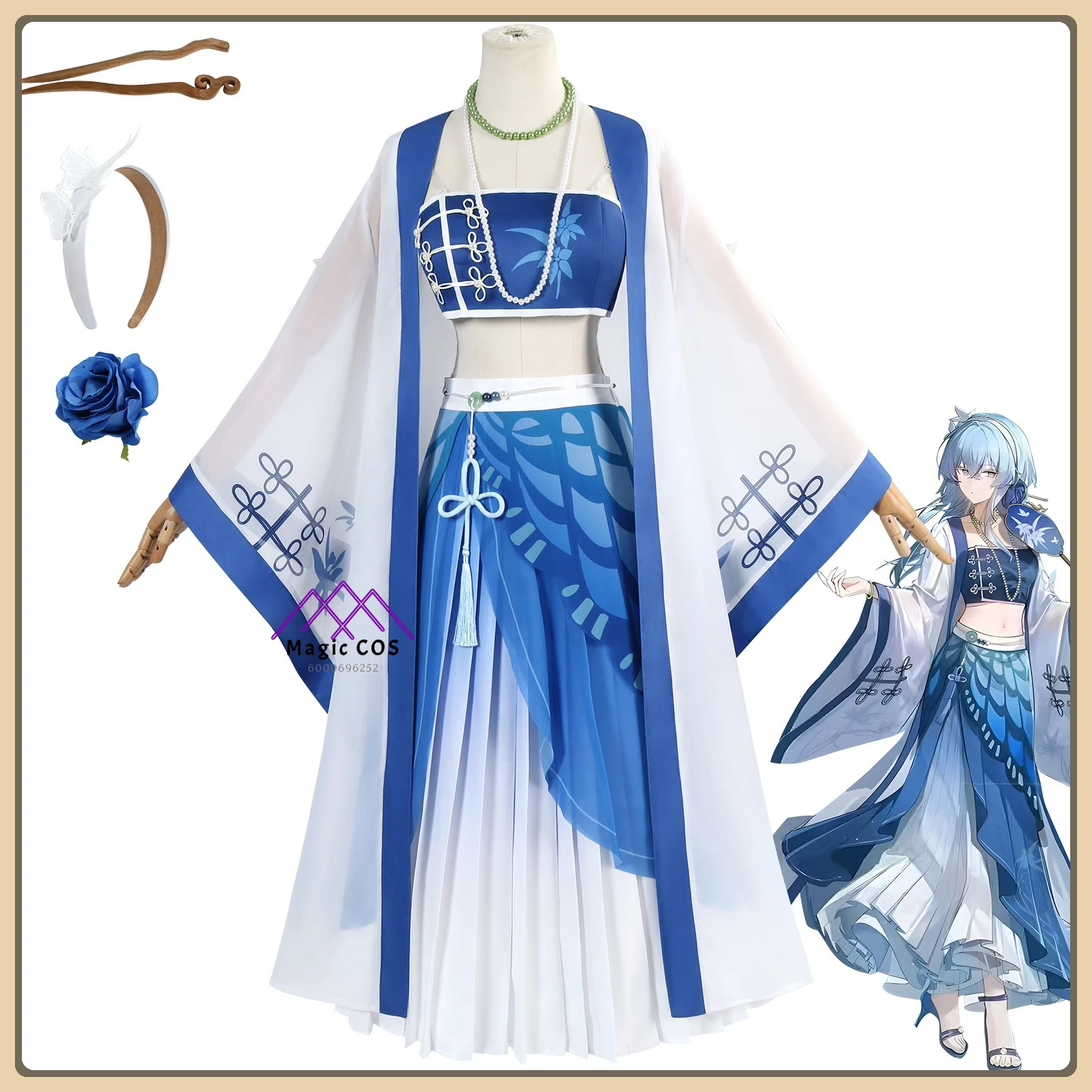 

Wuthering Waves Guardian Cosplay Costume West Lake Set with Silver Armlet High Quality Anime Outfit for Women Comic Con Party