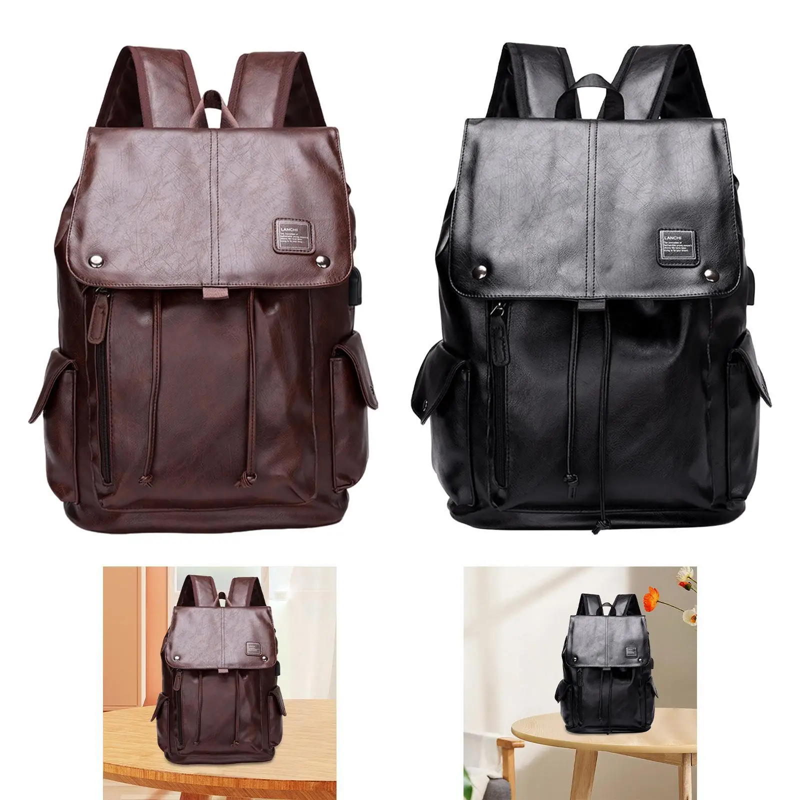 Men's Laptop Backpack with USB Charging Port Waterproof Rucksack for Trip Hiking