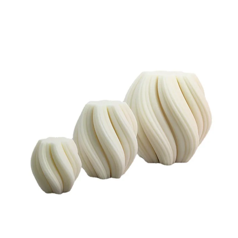 Moule à bougie en forme de colonne à rayures géométriques, moule en Silicone à grande vague rotative, plâtre, aromathérapie, savon, résine,