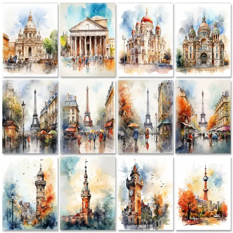 

RUOPOTY Painting By Numbers For Adults Starter Kit Illustration House Acrylic Picture With Numbers Crafts For Home Decors With F