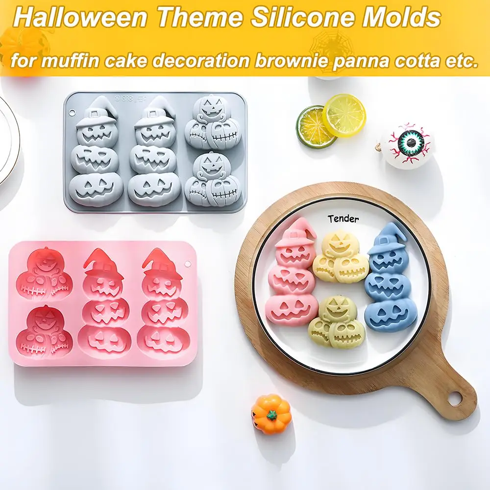 Kürbis-Silikonform für Halloween-Schokolade und Süßigkeiten, Kürbisförmige Backform für Halloween, Gelee, Eiswürfel, Kekse – Detail 1