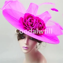 Royal Ascot große Blume Fascinators Hut Frauen Hochzeit Pillbox Cap Damen Derby Feder Fascinator Kopfschmuck Damen Party Chapeau