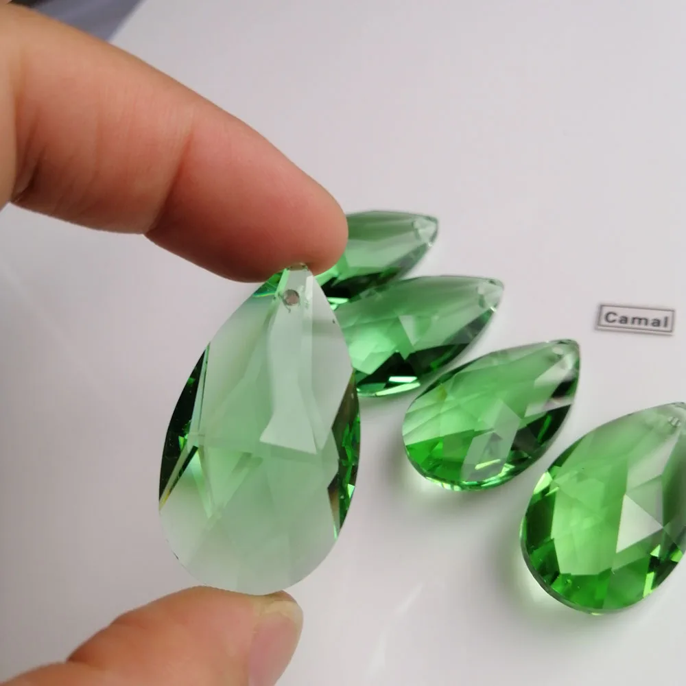 Camal 5PCS 38mm Apple Green Mesh Shape Drop Crystal Pendant Prisms Beads Hanging For Chandelier Lighting Lamp Part Wedding Decor
