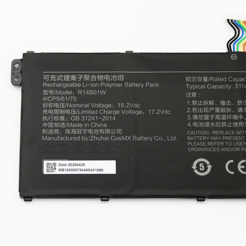 CP Laptop Battery R14B01W 4ICP5/61/69 15.2V/3220Mah 48Wh For Redmi Book 14 inch XMA1901-DG AA AG Notebook