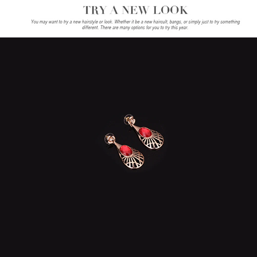 

Red Crystal Jewelry Set Durable Lightweight Necklace Earrings Bracelet Ring for Wedding Party Prom Church Events Stylish Women