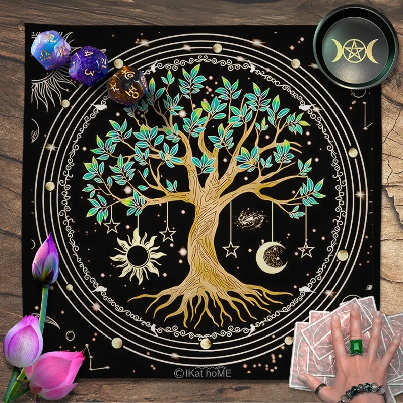 Star Sun Moon Tree Of Life Tarot Tablecloth Divination Witchcraft Astrology Altar Cloth Crystal Pendulum Oracle Card Pad Mat New