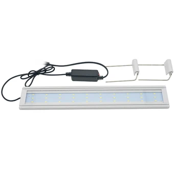 Luz LED para acuario, pecera súper delgada, iluminación de cultivo de plantas acuáticas, lámpara de Clip brillante impermeable, LED azul de 18-72cm para plantas de 220v